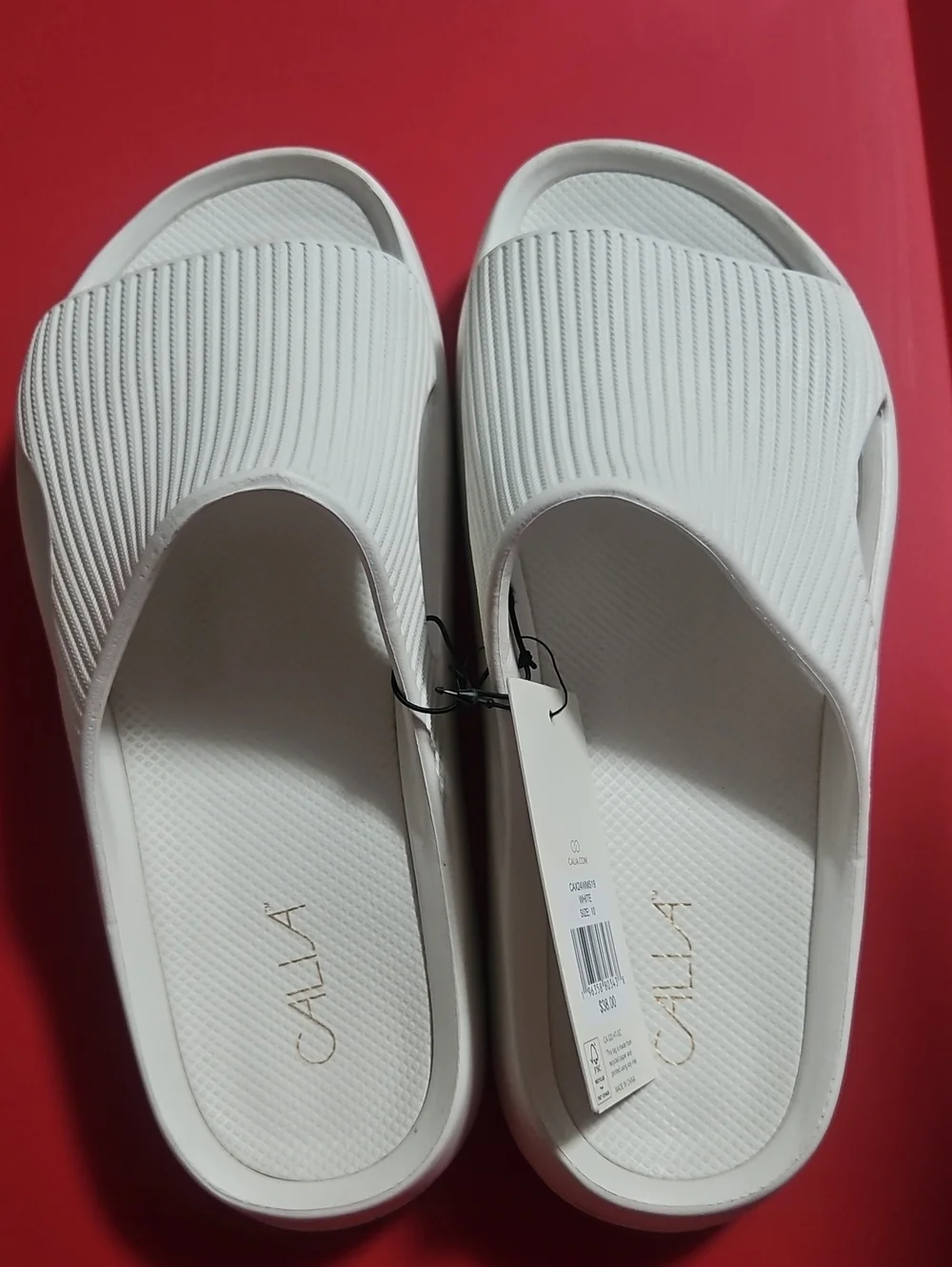 CALIA Women's Molded Slides: WHITE : NEW WITH TAGS: SIZE 10